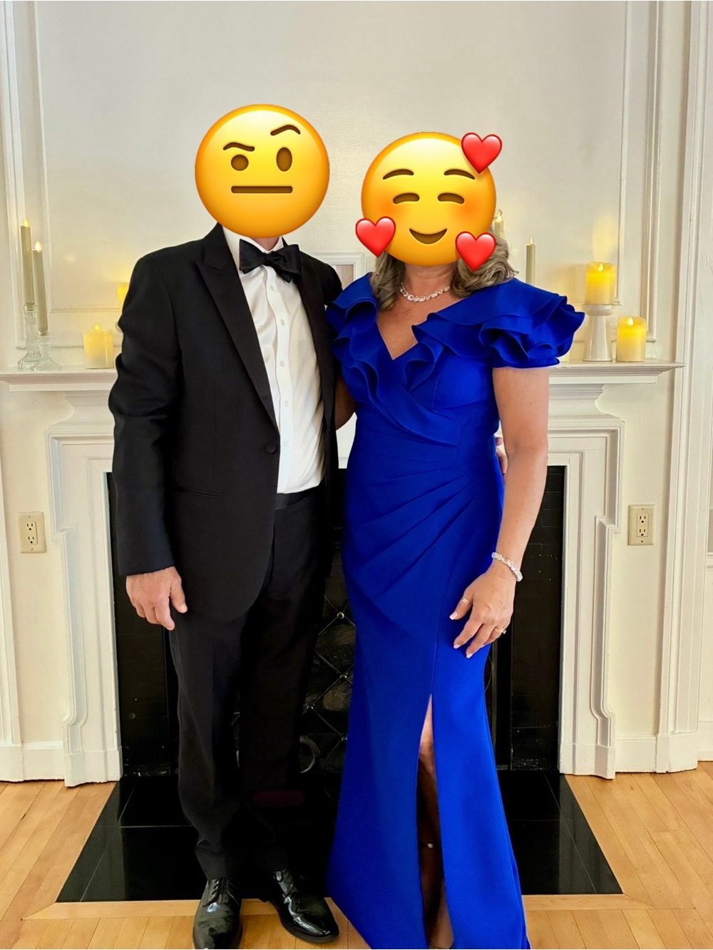 Royal Blue Ruffle-Neck Maxi Dress - Elegant Evening Style - Picture 2 of 4